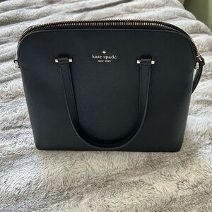 kate spade black dome satchel with gold hardware